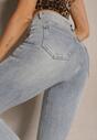 Niebieskie Bawełniane Jeansy Dzwony High Waist Davian