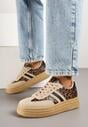 Panterkowe Sneakersy Kultowe Tenisówki na Grubej Podeszwie Ozdobione Wzorem w Panterkę Gonelis