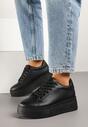 Czarne Basicowe Sneakersy na Platformie Milio