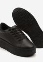 Czarne Basicowe Sneakersy na Platformie Milio
