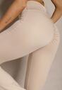 Jasnobeżowe Legginsy Dzwony High Waist Orruvana
