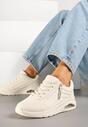 Beżowe Sneakersy z Tłoczoną Cholewką i Napisami Tosilea