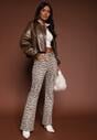 Panterkowe Jeansy Typu Dzwony z Bawełny High Waist Soparae