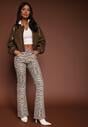 Panterkowe Jeansy Typu Dzwony z Bawełny High Waist Soparae