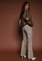 Panterkowe Jeansy Typu Dzwony z Bawełny High Waist Soparae