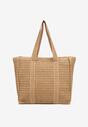 Ciemnobeżowa Torebka Shopper Plażowa z Plecionki Galavisena