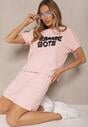 Różowy T-shirt z Nadrukiem Napisu Dezerine