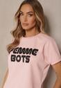 Różowy T-shirt z Nadrukiem Napisu Dezerine