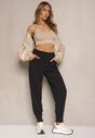 Czarne Spodnie High Waist z Gumką w Talii Teniela