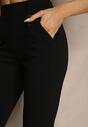 Czarne Spodnie z Wiskozą High Waist z Ozdobnymi Guzikami Redillia
