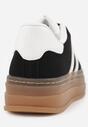 Czarne Sneakersy na Tłoczonej Platformie Ozdobione Paskami Felainora
