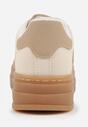 Beżowe Sneakersy na Tłoczonej Platformie Ozdobione Paskami Felainora