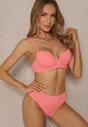 Jasnoróżowe Bikini Majtki Typu Figi Marszczony Biustonosz i Pareo Natovena