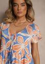 Rochie Fevienne Albastră cu portocaliu