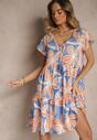 Rochie Fevienne Albastră cu portocaliu