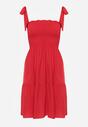 Czerwona Sukienka z Bawełny Ozdobiona Wiązaniem Tollasea