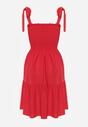 Czerwona Sukienka z Bawełny Ozdobiona Wiązaniem Tollasea