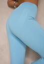 Niebieskie Spodnie Dzwony Legginsy High Waist Onellin