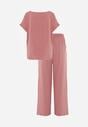 Ciemnoróżowy Komplet Bluzka i Luźne Spodnie z Wiskozą i Kieszonkami Efraria