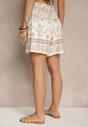Beżowe Szorty High Waist z Abstrakcyjnym Wzorem Filasena