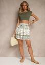Ciemnozielone Szorty High Waist z Abstrakcyjnym Wzorem Filasena