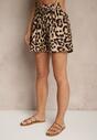 Brązowe Panterkowe Szorty High Waist Revaisae