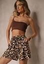 Brązowe Panterkowe Szorty High Waist Revaisae
