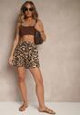 Brązowe Panterkowe Szorty High Waist Revaisae