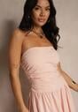 Różowa Koktajlowa Bawełniana Sukienka Bodycon Filitera