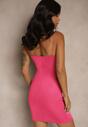 Fuksjowa Sukienka Bodycon Ozdobiona Rozcięciem na Nogę Lunitera