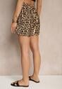 Czarno-Beżowe Panterkowe Szorty High Waist Revaisae
