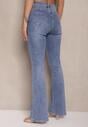 Niebieskie Jeansy o Kroju Flare High Waist Linsora