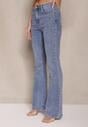 Niebieskie Jeansy o Kroju Flare High Waist Linsora
