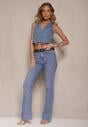 Niebieskie Jeansy o Kroju Flare High Waist Linsora