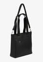 Czarna Torebka Typu Shopper z Paskiem Crossbody i Aplikacją Zdobiona Pikowaniem Fleomira