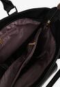 Czarna Torebka Typu Shopper z Ozdobną Kieszenią i Paskiem Crossbody Frocelle