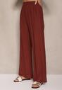 Bordowe Wiskozowe Spodnie Palazzo High Waist z Lnem Linaselia