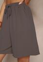 Ciemnoszare Szorty Dresowe z Bawełną High Waist Ozdobione Sznurkiem Talanisse