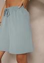 Niebieskie Szorty Dresowe z Bawełną High Waist Ozdobione Sznurkiem Talanisse