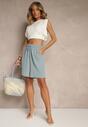 Niebieskie Szorty Dresowe z Bawełną High Waist Ozdobione Sznurkiem Talanisse
