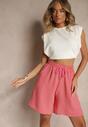 Różowe Szorty Dresowe z Bawełną High Waist Ozdobione Sznurkiem Talanisse