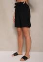 Czarne Szorty z Wiskozy High Waist Ozdobione Paskiem Lumilirae