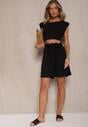 Czarne Szorty z Wiskozy High Waist Ozdobione Paskiem Lumilirae