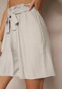 Szare Szorty z Wiskozy High Waist Ozdobione Paskiem Lumilirae