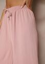 Różowe Spodnie Kuloty z Bawełną High Waist Azetia