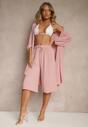 Różowe Spodnie Kuloty z Bawełną High Waist Azetia