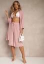 Różowe Spodnie Kuloty z Bawełną High Waist Azetia
