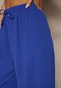 Niebieskie Spodnie Kuloty z Bawełną High Waist Azetia