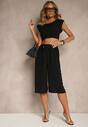 Czarne Spodnie Kuloty z Bawełną High Waist Azetia