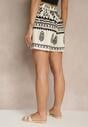 Czarno-Kremowe Wiskozowe Szorty High Waist ze Wzorem Boho Lunadora